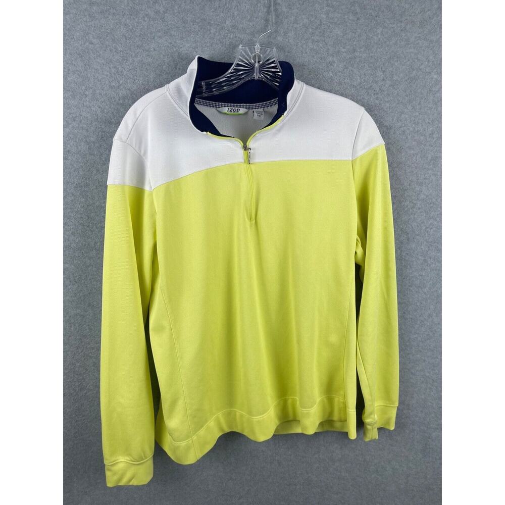 IZOD PerformX Pullover Women's L Yellow Color‎ Blocked 1/4 Zip Sweater Golf